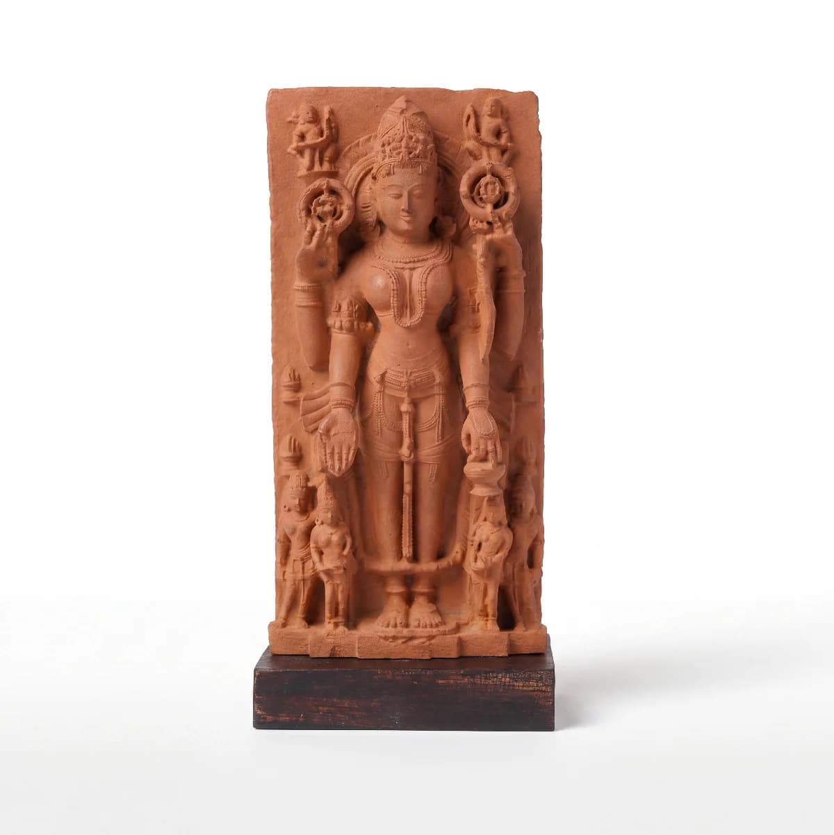 A full-front view of the Gauri Parvati Sculpture, a detailed stone composite replica featuring intricate Pratihara temple art carvings.