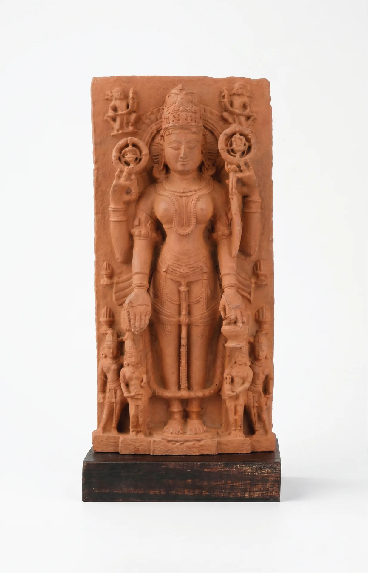 A full-length front view of the Gauri Parvati Sculpture, a hand-finished stone composite replica featuring intricate temple art details.
